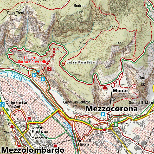 Mapka okolic ferraty Burrone Giovanelli